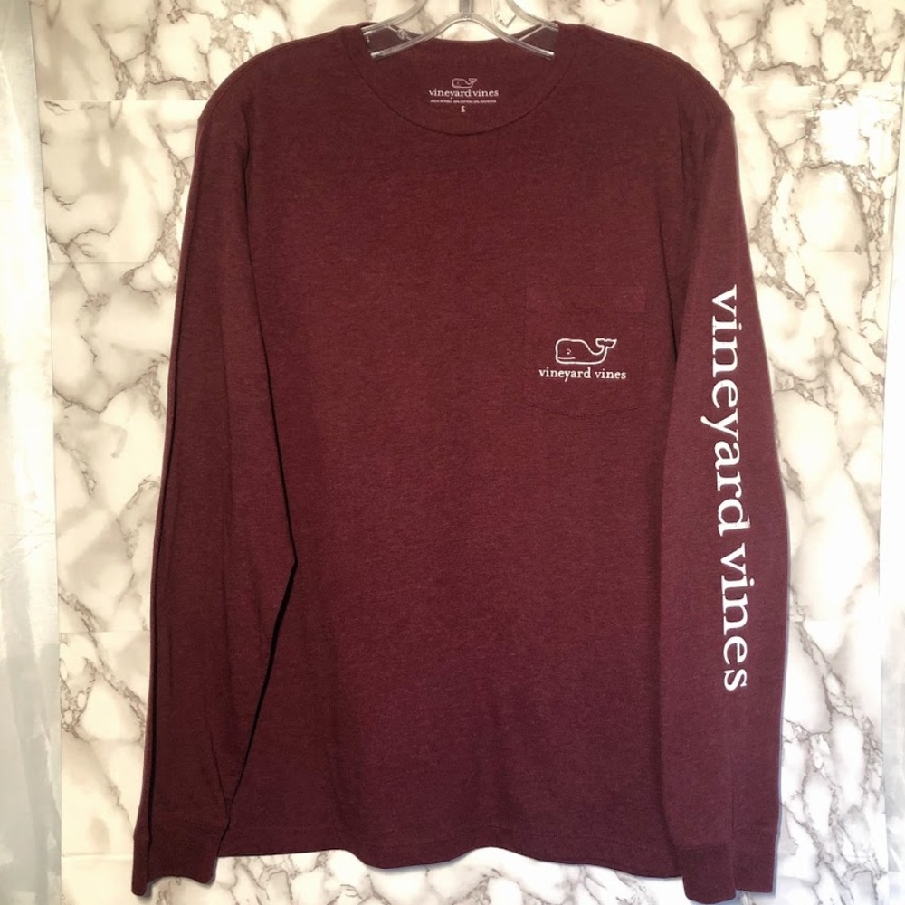 EUC -Maroon Vineyard Vines LS Vintage Pocket T - S